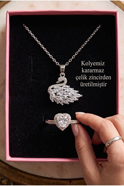 perry accessories kararmaz çelik kuğu çelik set mor pembe beyaz kuğu seti kol...