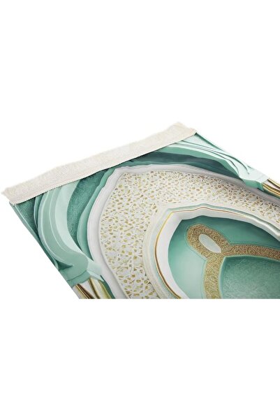 GENERAL Velvet Prayer Rug with Rug Bag | Soft Velvet Material | Green x Cream...
