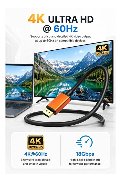 Generic كابل HDMI 2.0 بدقة 4K بطول 1.5 متر |   سرعة عالية تصل إلى 18 جيجابت في الثانية |   كابل HDMI فائق الدقة 4K@60Hz |   كابل متين عالي الجودة للتلفزيون والشاشة والكمبيوتر المحمول وPS4 وPS5 وغيرها