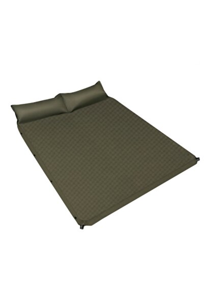 KESNUP Saltea dublă autogonflabilă, 186 x 130 x 3 cm, greutate maximă 200 kg, 2.7 kg, Verde Kaki