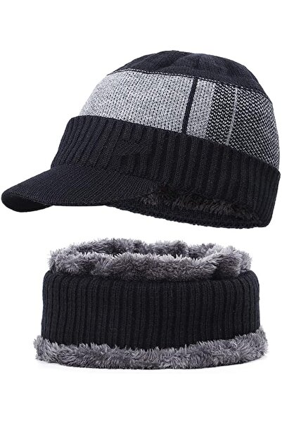 GENERAL Winter Beanies Scarf Set for Men Beanie Hat Cap Men Wool Scarf Caps B...