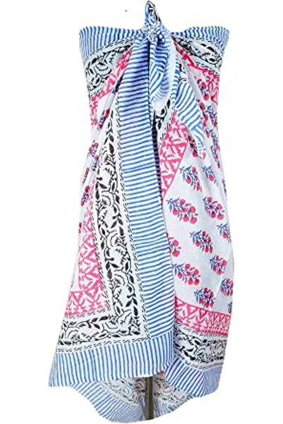 Generic 100% Cotton Block Print Sarong - Women's Swimsuit Wrap Cover-Up, Long...
