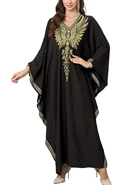 YouKD Embroidered Floral Kaftan Bohemian Beach Dress Bikini Coverups Long Bat...