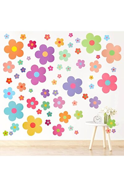 ALMEKAQUZ Flowers Wall Sticker,Cute PVC Colorful Floral Wall Decor,Aesthetic ...
