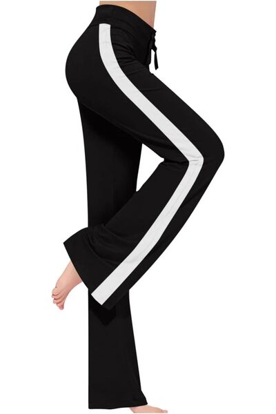 GENERAL Yoga Pants Women Side Striped High Waist Wide Leg Pants Athletic Casu...