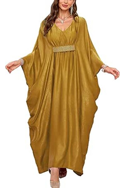 YouKD Women's Solid Color Bohemian Kaftan Dress Beach Cover Ups Plus Size Bat...