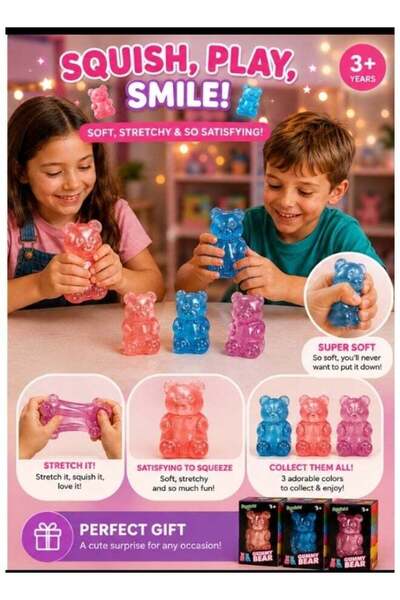 LK Squishy Gummy Bear Stress Relief Toy for Kids & Adults, TPR Material
