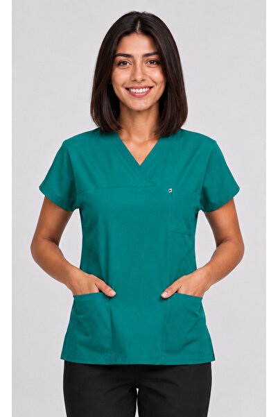 DENİZ İŞ Women's V-Neck Bat Sleeve Light Plum, Lilac, Plum, Petrol Green, Gre...