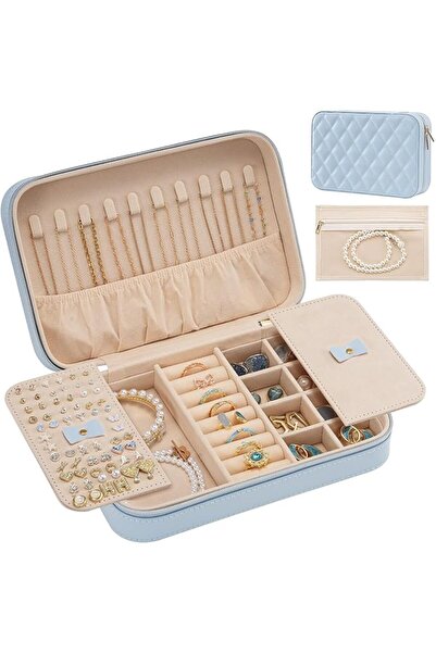 Lolalet Travel Jewelry Case for Women, Travel Jewelry Organizer Box with Mirr...