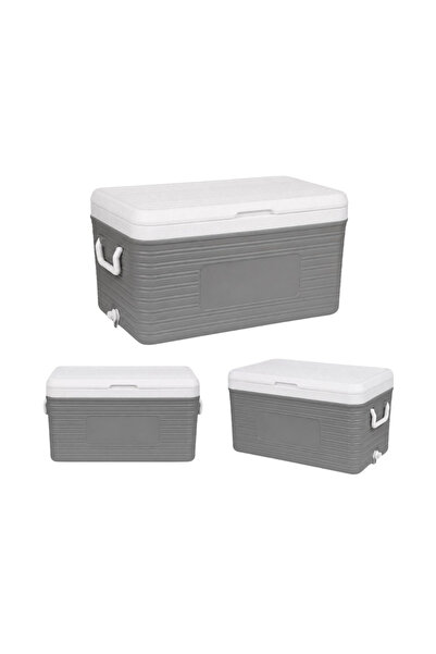 Ch Indian Ice Cooler for Trips, 51 Liters, Gray, with Drain Valve and Side Ha...
