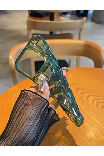 EDELFU iPhone 13 ve 14 uyumlu - Matcha, Zümrüt Renk Örgülü Şeffaf Sararmaz, Yumuşak Dayanıklı Koruyucu Kılıf