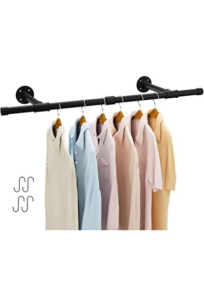 LBMT Clothes Rack Wall Mounted, 43 in Industrial Pipe Clothes Rod Hanging Clo...