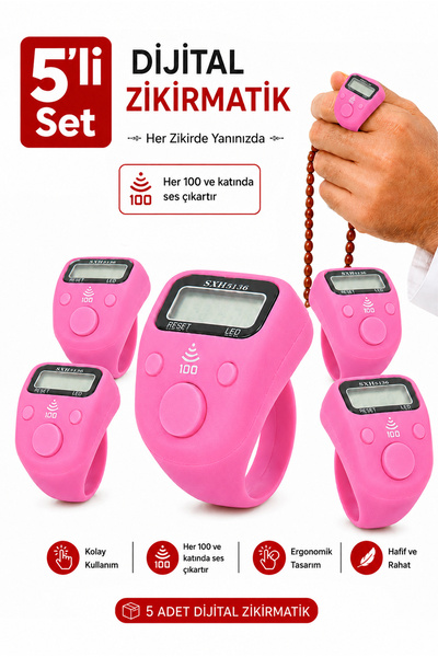ihvan online 5 Adet Işıklı Parmak Zikirmatik Yüzük - LED Aydınlatmalı Dijital...