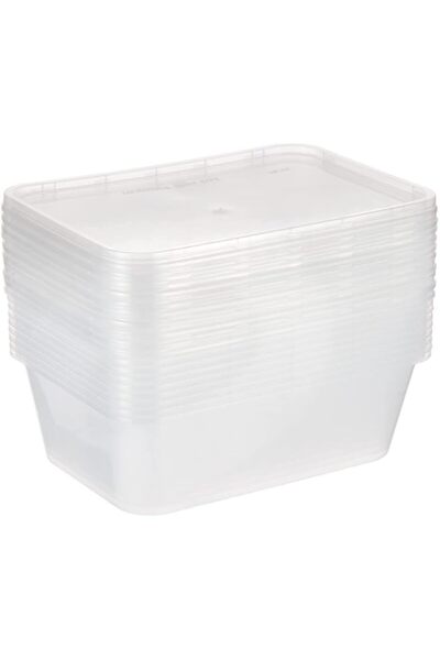 Generic Disposable Twin Pack Food Storage Microwavable Container 750ml with L...