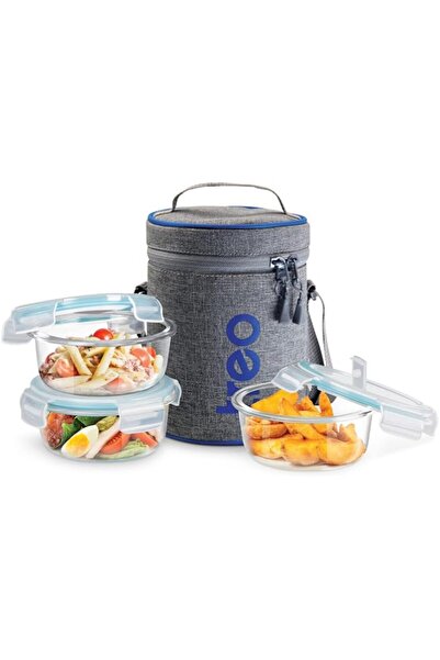 Generic by Milton All Fresh Borosilicate Glass Tiffin, 380 ml, Set of 3, Tran...
