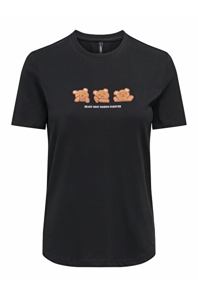 ONLY Дамска черна тениска Onlteresa Reg S/s Teddy Top Rs Jrs