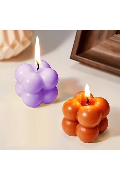 GENERAL Scented Candles, Purple & Orange Bubble Shape Candles, Long Lasting A...