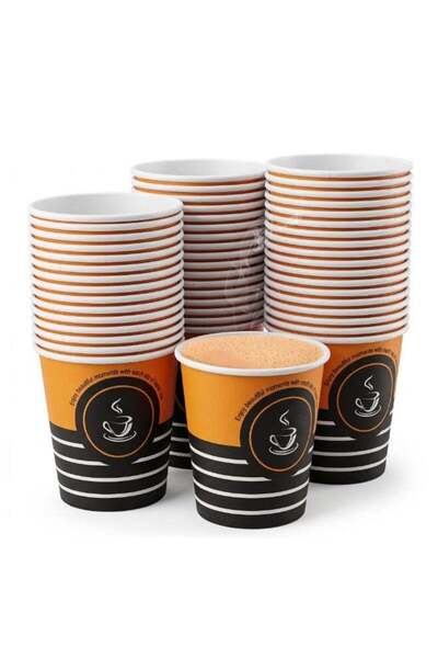Duravel 6.5 oz Disposable Paper Cups for Hot Beverages, Orange & Black (Pack ...
