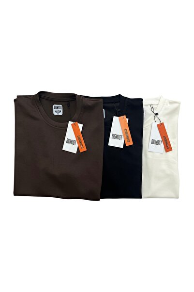 BİGMOST Men's 3-Piece Set Premium Modal Fabric Regular Fit Basic T-Shirt