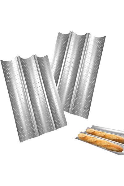 Generic EKIND 3-Slot Nonstick Perforated French Bread Baking Tray Carbon Stee...