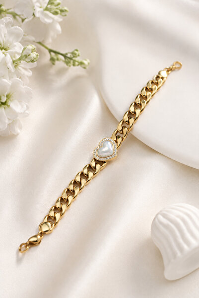 Archhazel Jewelery Heart Zircon Stone Steel Bracelet