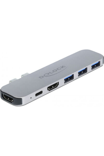 DELOCK Σταθμός σύνδεσης με διπλό USB-C HDMI 4K PD Γκρι (87753)