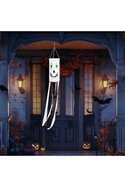 Alista Home Decorațiune șosetă de vânt de Halloween, Fantomă, Alb, 122 cm