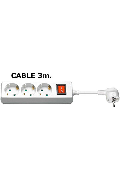 MicroConnect Πολύπριζο 3 θέσεων με διακόπτη και καλώδιο 3μ Κωδικός: GRU0033WS