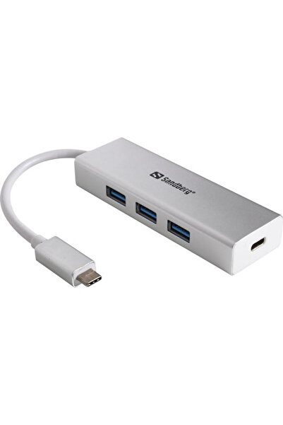 Sandberg Διανομέας USB 3 Θυρών USB 3.0 με σύνδεση USB-C Ασημί Κωδικός: 136-03