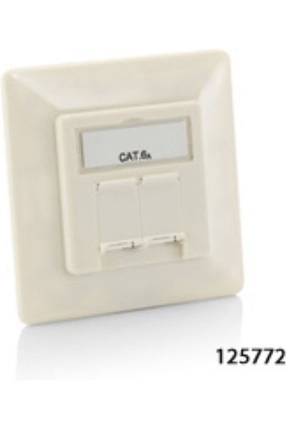 EQUIP Μονή Πρίζα Δικτύου RJ45 με Πλαίσιο Τύπου Cat6a σε Λευκό Χρώμα 125772
