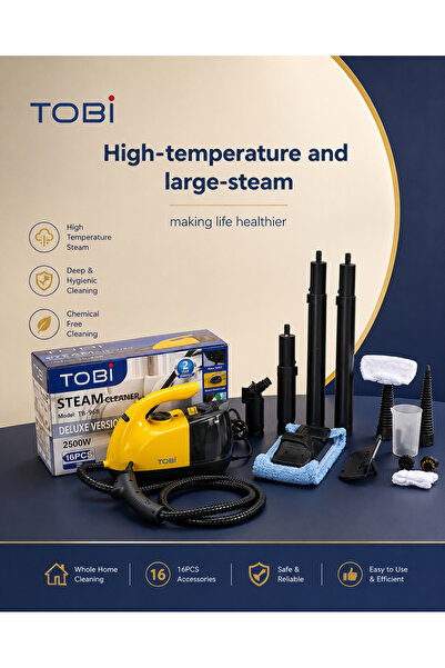 Tobi 16-in-1 Steam Cleaner 1800W Deluxe Multi-Purpose Home Cleaning Machine w...