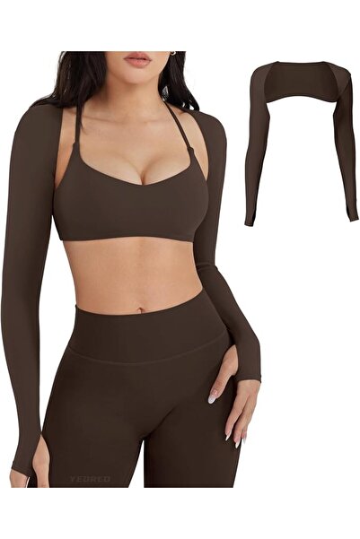 GENERAL YEOREO Women Crop Top Long Sleeve Bolero Open Front Workout Cropped S...