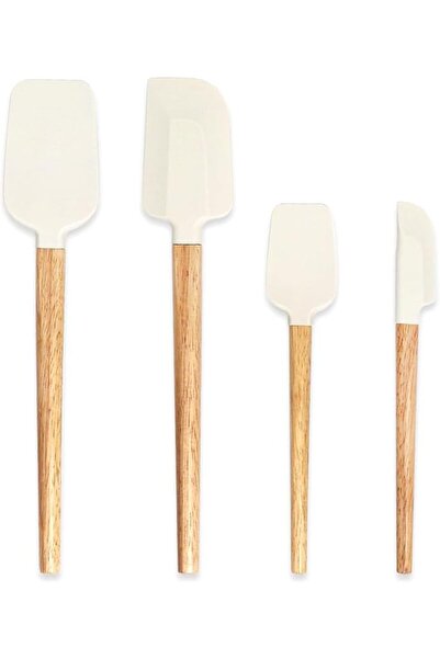 Yelajoy 4 Pcs Off-White Silicone Spatula Set, Durable Food Grade Nonstick Spa...