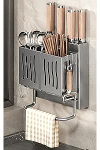 Tazweeq Wall-Mounted Knife Block Holder, No-Drilling Kitchen Knife Storage Ra...