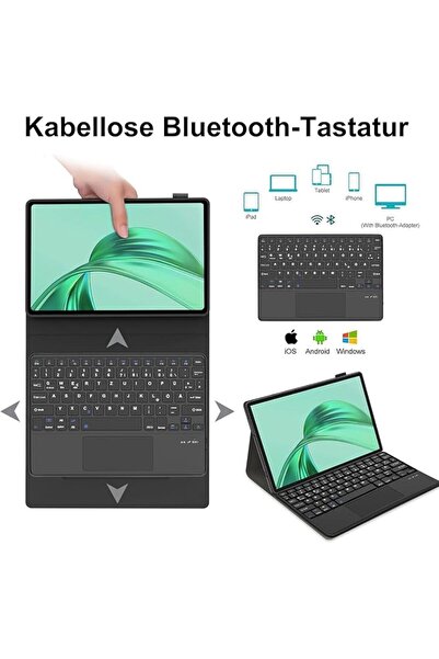 Aookay غطاء لوحة مفاتيح عربية وإنجليزية مع لوحة لمس لجهاز Honor Pad X9a مقاس 11.5 بوصة إصدار 2025، غطاء ذكي رفيع مع