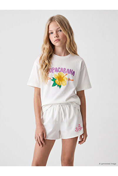 LC Waikiki Alita City Lcw Kids White Oval Neck Printed Girls' T-Shirt with a ...