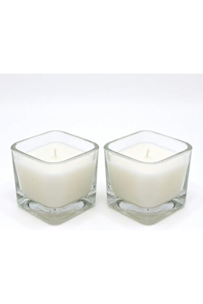 Generic White Scented Candles in Glass Holders - Set of 2 Square Votive Candl...