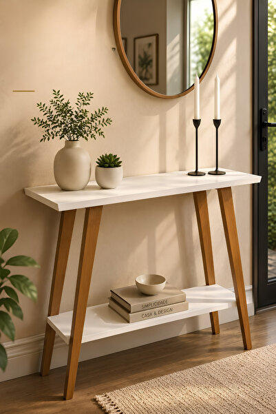 ibrahim suleiman al saqami Modern Wooden Console Table with Lower Storage She...
