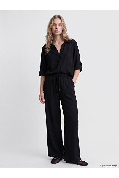 LC Waikiki Nevavm Women's Wide Leg Pants with Elastic Waist and Difference in...