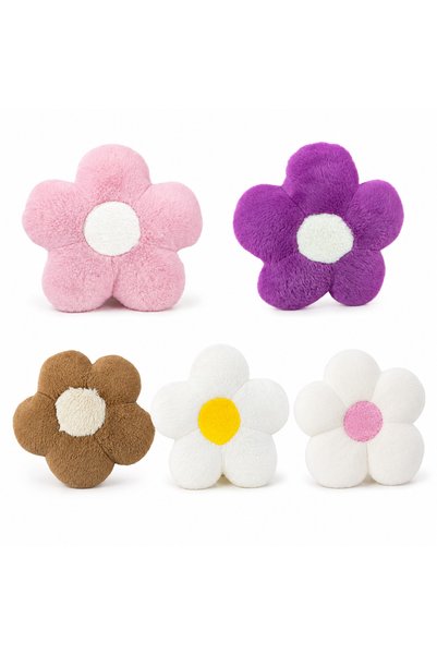 dedsehome Dedse Plush Daisy Flower Pillow Decorative Furry Throw Pillow White Yellow 38X38 cm