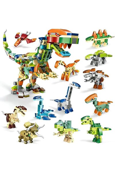 TERRIFI 12 Packs Mini Dinosaur Building Blocks Set, 12 in 1 STEM Dino Bricks ...