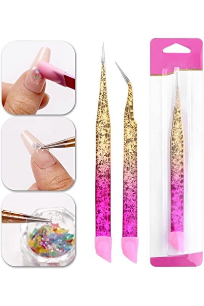 SWIUKPHE Double Ended Stainless Steel Tweezers Set, 2 Pieces Precision Beauty...