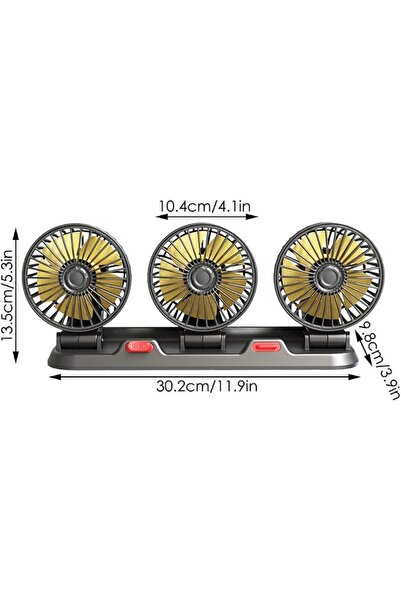 GENERAL Portable 5V USB Powered Triple Head Vehicle Ventilator, 360° Swivel M...