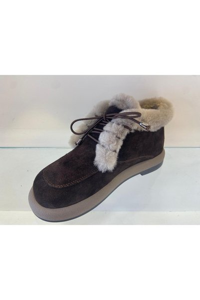 MARCO ROCCO Genuine Leather Fur Lace-Up Boots Women's Shoes