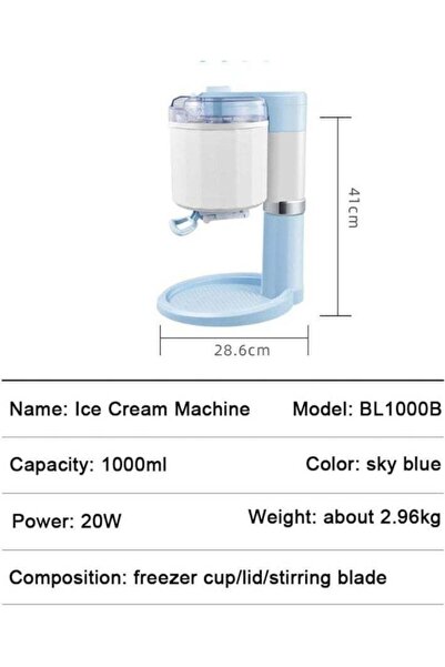 Generic Home Ice Cream Maker 1000ml Capacity | Electric Soft Serve Ice Cream Machine with Transparent Viewing Window, Detachable Easy Clean Bowl, One Button Operation, Timer Function, Homemade Dessert Maker f