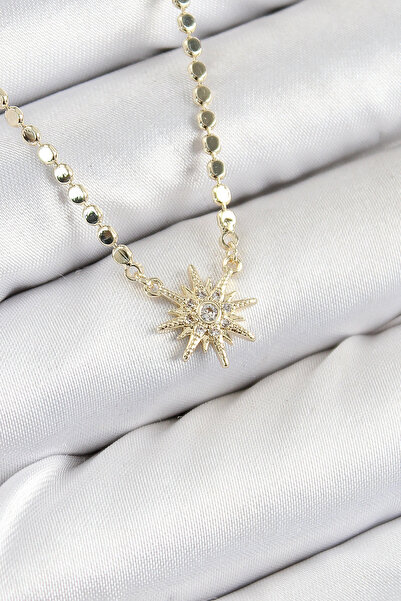 SORA GROUP Brass Zircon Stone Pole Star Model Crushed Chain Gold Color Women'...