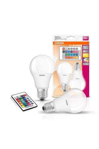 Osram SET 2 becuri LED Osram, soclu E27, putere 9W, forma clasic, lumina multicolora, alimentare 220 - 240 V, "000004058075091733"