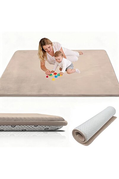 GENERAL Large Nursery Carpets 160 x 200 cm Brown Memory Foam Play Mat for Bab...