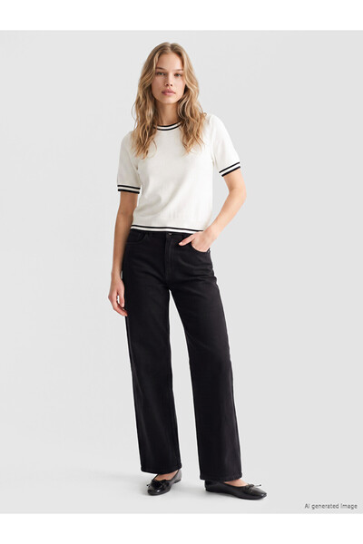 LC Waikiki Lcw Jeans Black Petite Wideleg Women's Jean Pants