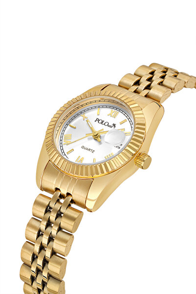 Poloair ساعة يد نسائية كلاسيكية مع تقويم وعدسة، لون ذهبي PL-1622B1x